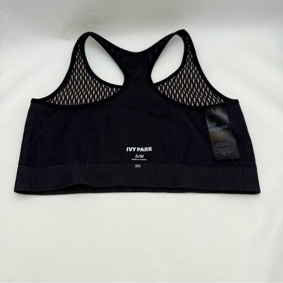 Black Beige Knit Diamond Jacquard Seamless Racerback Sports Bra S/M Ivy Park - Picture 5 of 10